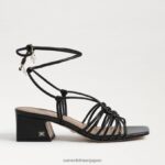 jp Sam Edelman 女性 Westley レースアップ ブロックヒール サンダル 黒い革 4NFV0P398 履物 - Image 2