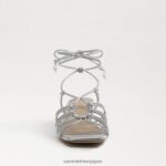 jp Sam Edelman 女性 Westley レースアップ ブロックヒール サンダル ソフトシルバー 4NFV0P400 履物 - Image 3