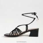 jp Sam Edelman 女性 Westley レースアップ ブロックヒール サンダル 黒い革 4NFV0P398 履物 - Image 4
