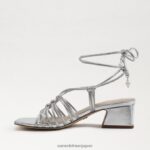 jp Sam Edelman 女性 Westley レースアップ ブロックヒール サンダル ソフトシルバー 4NFV0P400 履物 - Image 4
