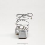 jp Sam Edelman 女性 Westley レースアップ ブロックヒール サンダル ソフトシルバー 4NFV0P400 履物 - Image 5