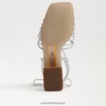jp Sam Edelman 女性 Westley レースアップ ブロックヒール サンダル ソフトシルバー 4NFV0P400 履物 - Image 6