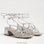jp Sam Edelman 女性 Westley レースアップ ブロックヒール サンダル ソフトシルバー 4NFV0P400 履物 - Image 7