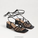 jp Sam Edelman 女性 Westley レースアップ ブロックヒール サンダル 黒い革 4NFV0P398 履物