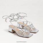 jp Sam Edelman 女性 Westley レースアップ ブロックヒール サンダル ソフトシルバー 4NFV0P400 履物