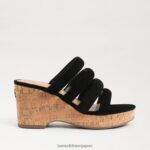 jp Sam Edelman 女性 YUKI プラットフォームウェッジヒール 黒いスエード 4NFV0P687 履物 - Image 2