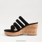 jp Sam Edelman 女性 YUKI プラットフォームウェッジヒール 黒いスエード 4NFV0P687 履物 - Image 4