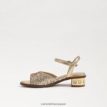 jp Sam Edelman 子供たち アイビーブロックヒールサンダル アンバーゴールド 4NFV0P1036 履物 - Image 4