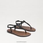 jp Sam Edelman 子供たち ジジ トング サンダル 黒い革 4NFV0P939 履物