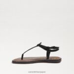 jp Sam Edelman 子供たち ジジ トング サンダル 黒い革 4NFV0P939 履物 - Image 4