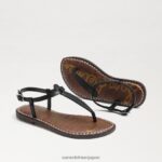 jp Sam Edelman 子供たち ジジ トング サンダル 黒い革 4NFV0P939 履物 - Image 7