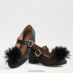 jp Sam Edelman 子供たち タリア ブロック ヒール メリー ジェーン 黒い革 4NFV0P1046 履物 - Image 7