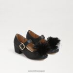 jp Sam Edelman 子供たち タリア ブロック ヒール メリー ジェーン 黒い革 4NFV0P1046 履物