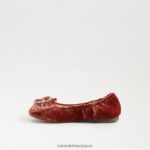 jp Sam Edelman 子供たち ファラ バレエ フラット キャニオンオレンジベルベット 4NFV0P1058 履物 - Image 4