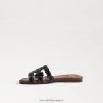 jp Sam Edelman 子供たち ベイスライドサンダル 黒い革 4NFV0P891 履物 - Image 4