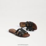 jp Sam Edelman 子供たち ベイスライドサンダル 黒い革 4NFV0P891 履物 - Image 7