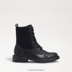 jp Sam Edelman 子供たち ライデル コンバットブーツ 黒い革 4NFV0P1010 履物 - Image 2