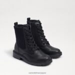 jp Sam Edelman 子供たち ライデル コンバットブーツ 黒い革 4NFV0P1010 履物