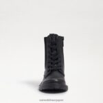 jp Sam Edelman 子供たち ライデル コンバットブーツ 黒い革 4NFV0P1010 履物 - Image 3