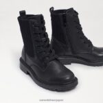 jp Sam Edelman 子供たち ライデル コンバットブーツ 黒い革 4NFV0P1010 履物 - Image 7