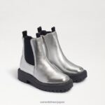 jp Sam Edelman 子供たち ラグナチェルシーブーツ 柔らかいシルバーの革 4NFV0P969 履物